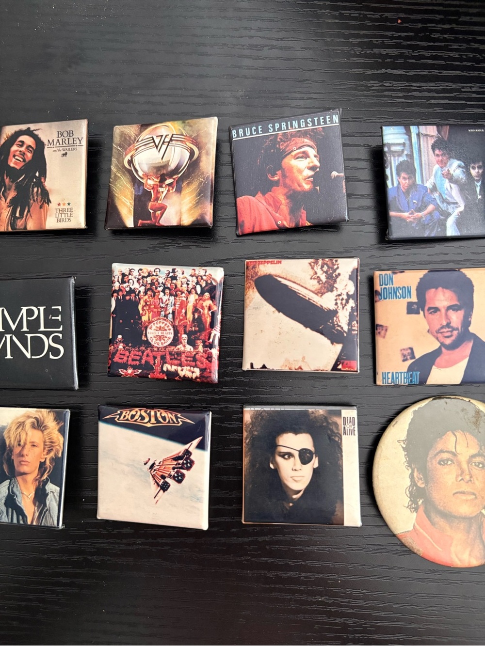 Vintage Rock Band Pin Button Lot - Assorted Album Art